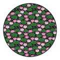 Lotus Flower And Leaf Pattern Print Round Floor Mat