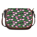 Lotus Flower And Leaf Pattern Print Saddle Bag