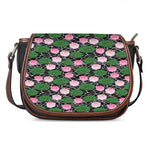 Lotus Flower And Leaf Pattern Print Saddle Bag