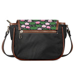 Lotus Flower And Leaf Pattern Print Saddle Bag