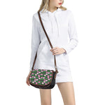 Lotus Flower And Leaf Pattern Print Saddle Bag