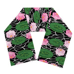 Lotus Flower And Leaf Pattern Print Scarf