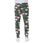 Lotus Flower And Leaf Pattern Print Scuba Joggers