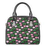 Lotus Flower And Leaf Pattern Print Shoulder Handbag