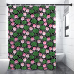 Lotus Flower And Leaf Pattern Print Shower Curtain