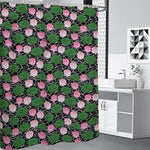 Lotus Flower And Leaf Pattern Print Shower Curtain
