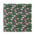 Lotus Flower And Leaf Pattern Print Silk Bandana