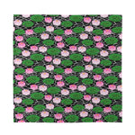 Lotus Flower And Leaf Pattern Print Silk Bandana