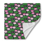 Lotus Flower And Leaf Pattern Print Silk Bandana