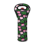 Lotus Flower And Leaf Pattern Print Single Neoprene Wine Tote