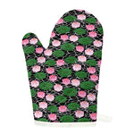 Lotus Flower And Leaf Pattern Print Single Oven Mitt