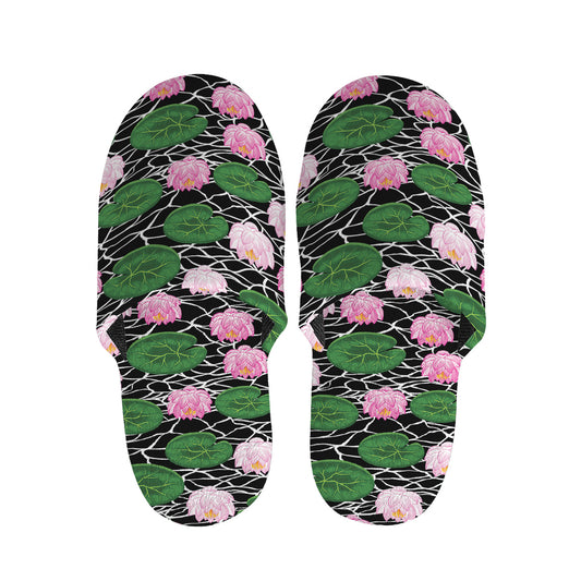 Lotus Flower And Leaf Pattern Print Slippers