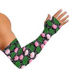 Lotus Flower And Leaf Pattern Print Sun Protection Arm Sleeves