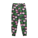 Lotus Flower And Leaf Pattern Print Sweatpants