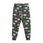 Lotus Flower And Leaf Pattern Print Sweatpants