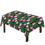 Lotus Flower And Leaf Pattern Print Tablecloth