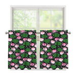 Lotus Flower And Leaf Pattern Print Tier Curtains