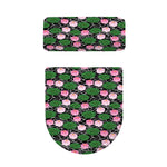 Lotus Flower And Leaf Pattern Print Toilet Lid And Tank Cover Set