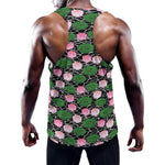 Lotus Flower And Leaf Pattern Print Training Tank Top