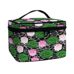 Lotus Flower And Leaf Pattern Print Travel Makeup Bag