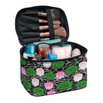 Lotus Flower And Leaf Pattern Print Travel Makeup Bag
