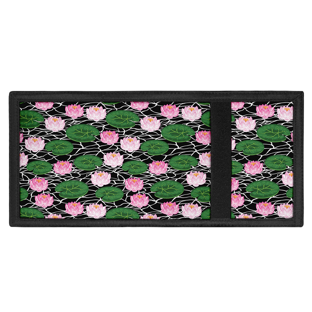 Lotus Flower And Leaf Pattern Print Trifold Wallet