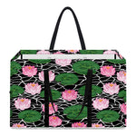 Lotus Flower And Leaf Pattern Print Utility Tote Bag