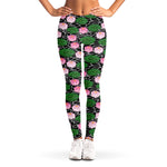 Lotus Flower And Leaf Pattern Print Women's Leggings