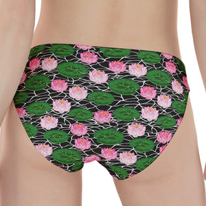 Lotus Flower And Leaf Pattern Print Women's Panties