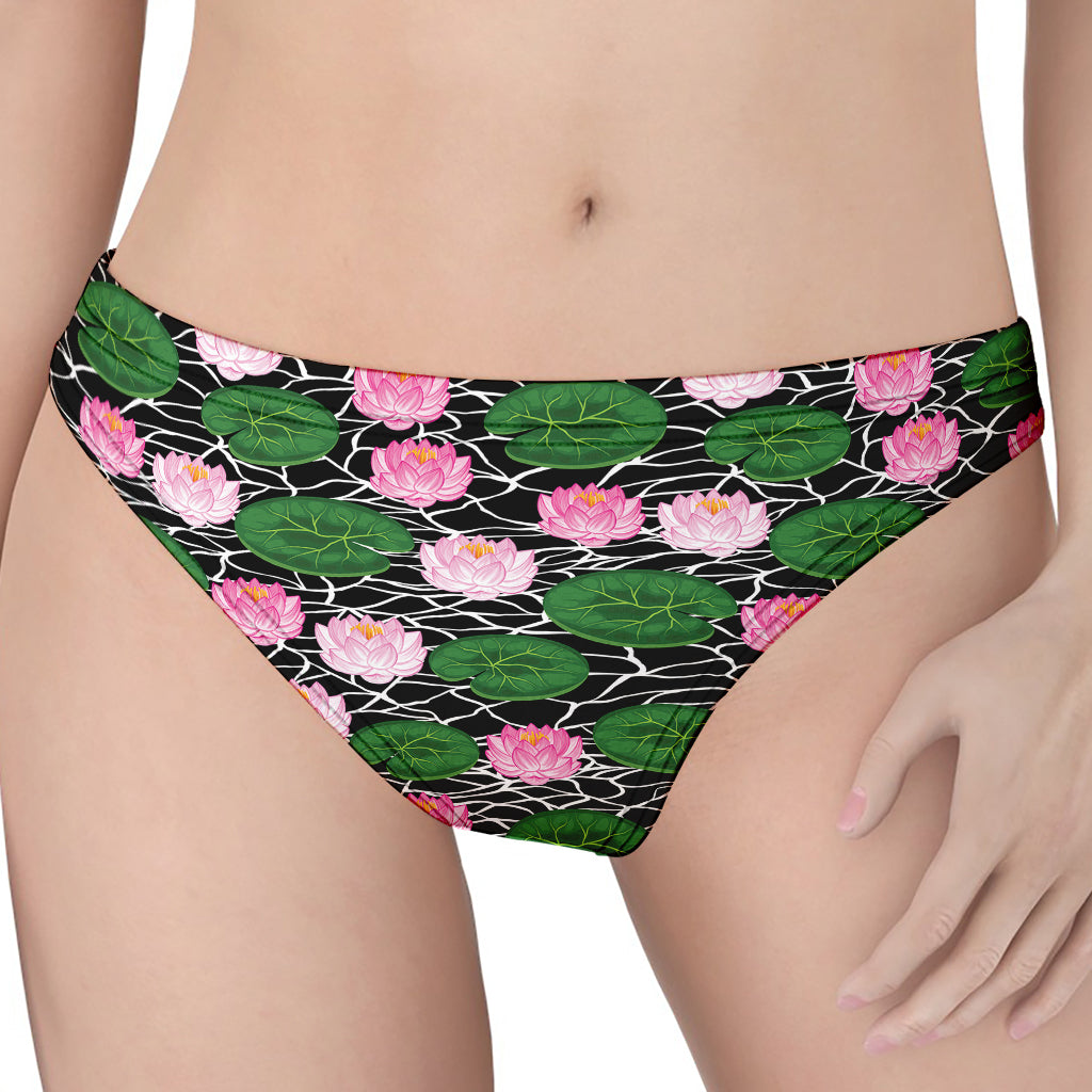 Lotus Flower And Leaf Pattern Print Women's Thong