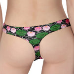 Lotus Flower And Leaf Pattern Print Women's Thong