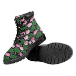 Lotus Flower And Leaf Pattern Print Work Boots