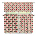 Love Dobermann Pattern Print 3 Piece Kitchen Curtains