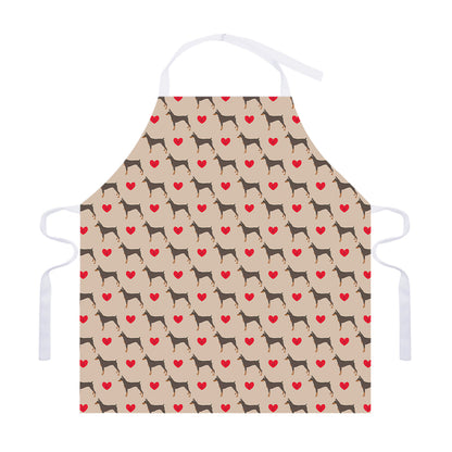 Love Dobermann Pattern Print Adjustable Apron
