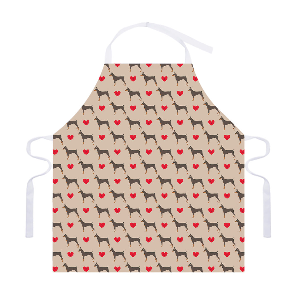 Love Dobermann Pattern Print Adjustable Apron