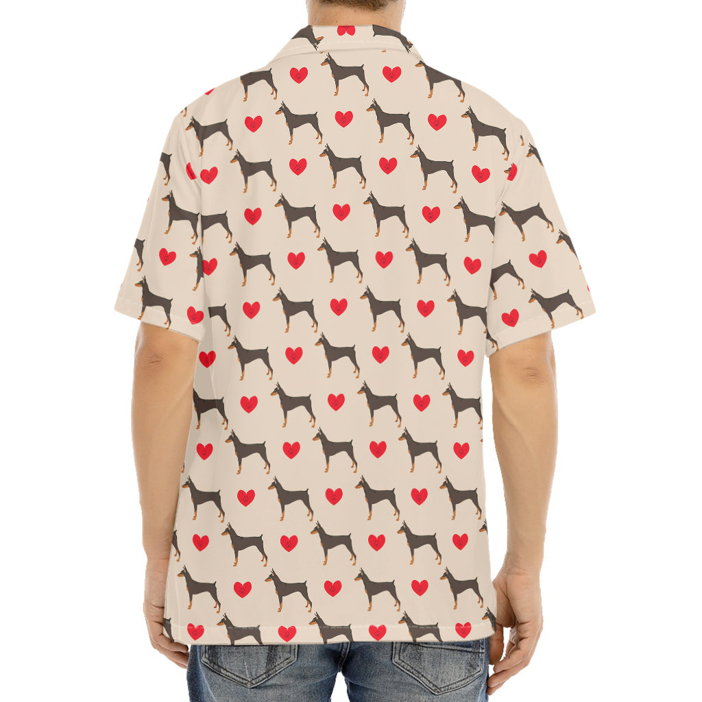 Love Dobermann Pattern Print Aloha Shirt