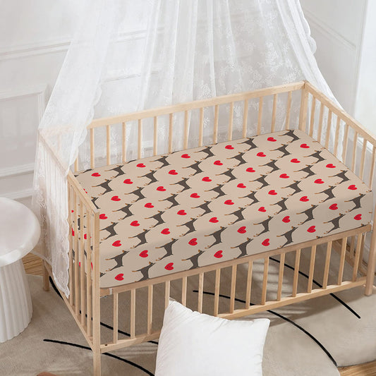 Love Dobermann Pattern Print Baby Crib Sheet