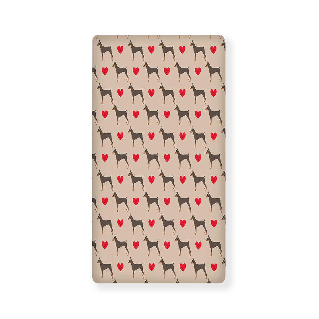 Love Dobermann Pattern Print Baby Crib Sheet