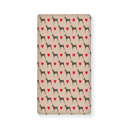 Love Dobermann Pattern Print Baby Crib Sheet