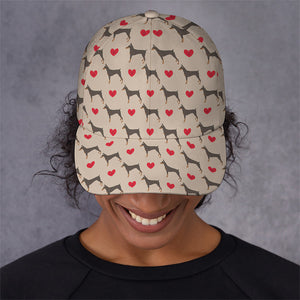 Love Dobermann Pattern Print Baseball Cap