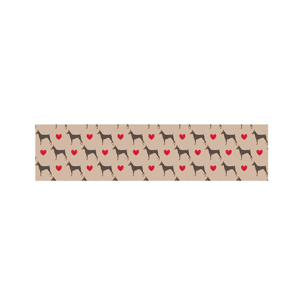 Love Dobermann Pattern Print Bed Runner