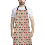 Love Dobermann Pattern Print Bib Apron With Pocket