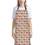 Love Dobermann Pattern Print Bib Apron With Pocket