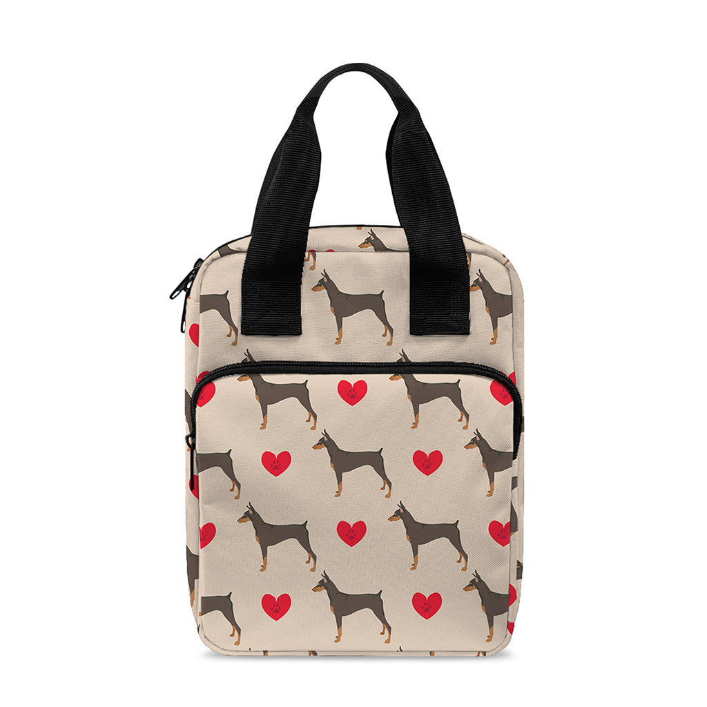 Love Dobermann Pattern Print Bible Tote Bag