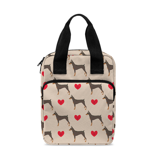 Love Dobermann Pattern Print Bible Tote Bag
