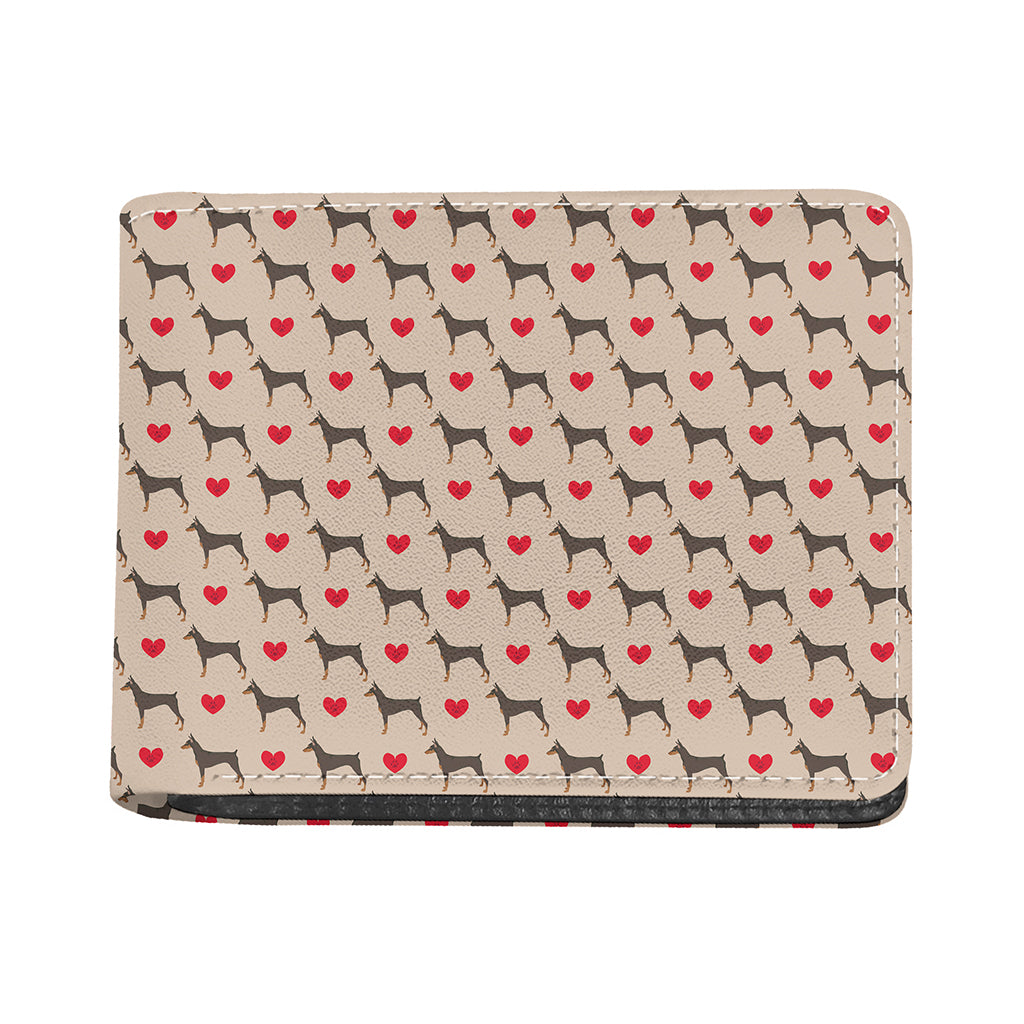 Love Dobermann Pattern Print Bifold Wallet