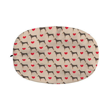 Love Dobermann Pattern Print Car Side Mirror Covers