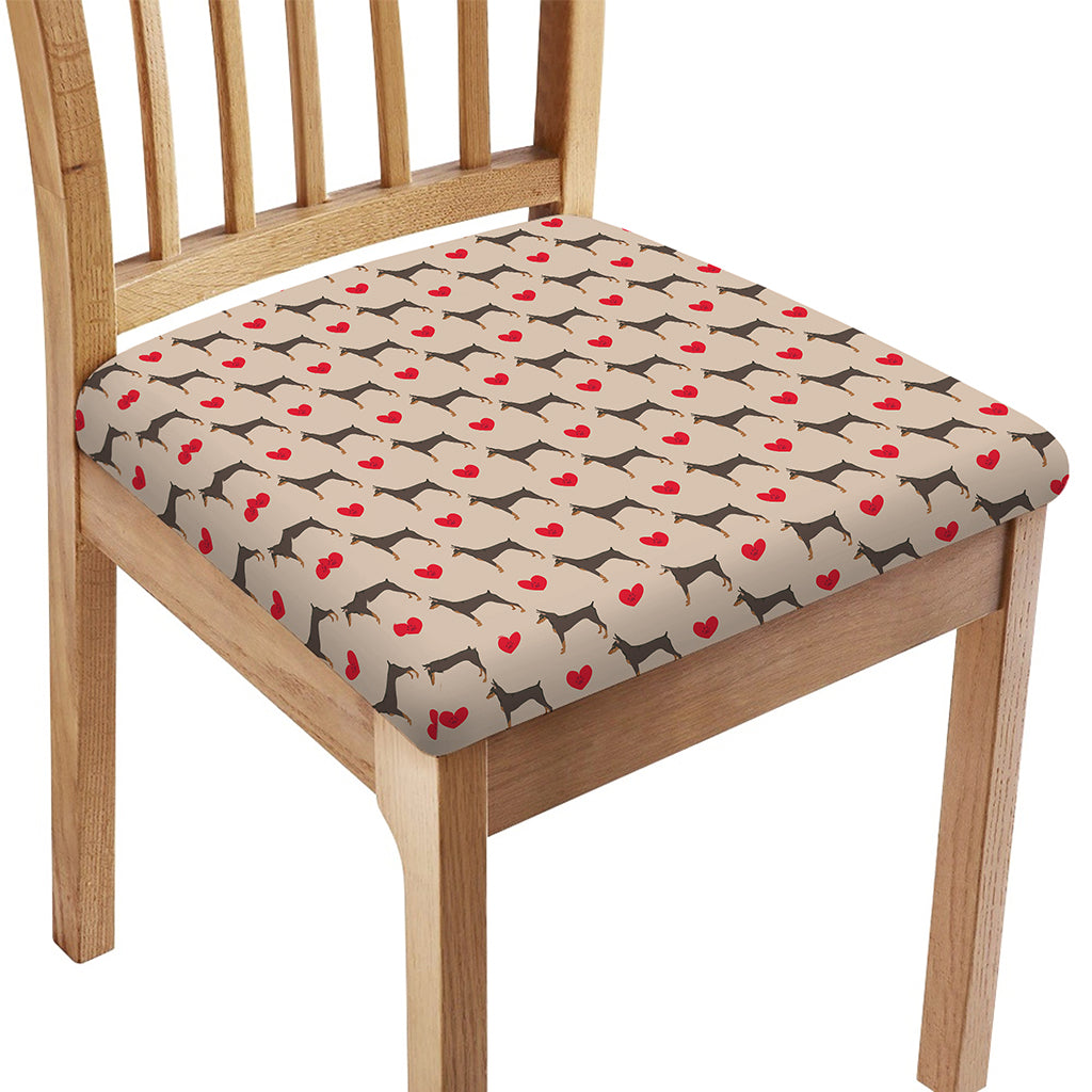 Love Dobermann Pattern Print Chair Cushion Cover
