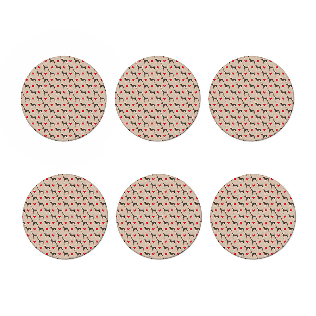 Love Dobermann Pattern Print Coaster Set
