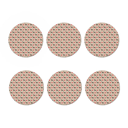Love Dobermann Pattern Print Coaster Set